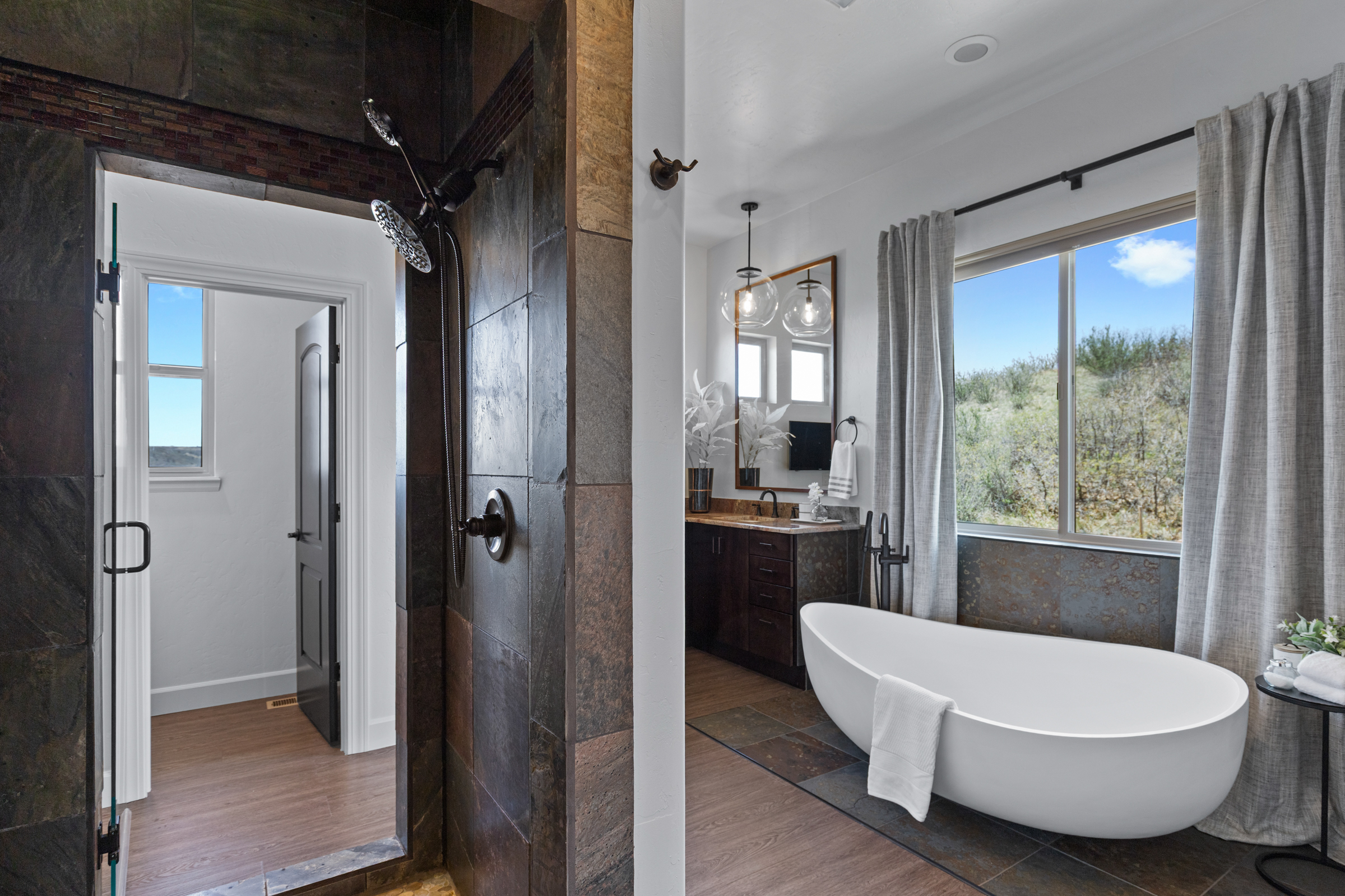 Master Bathroom Parker – dramatic spa-like retreat with freestanding tub