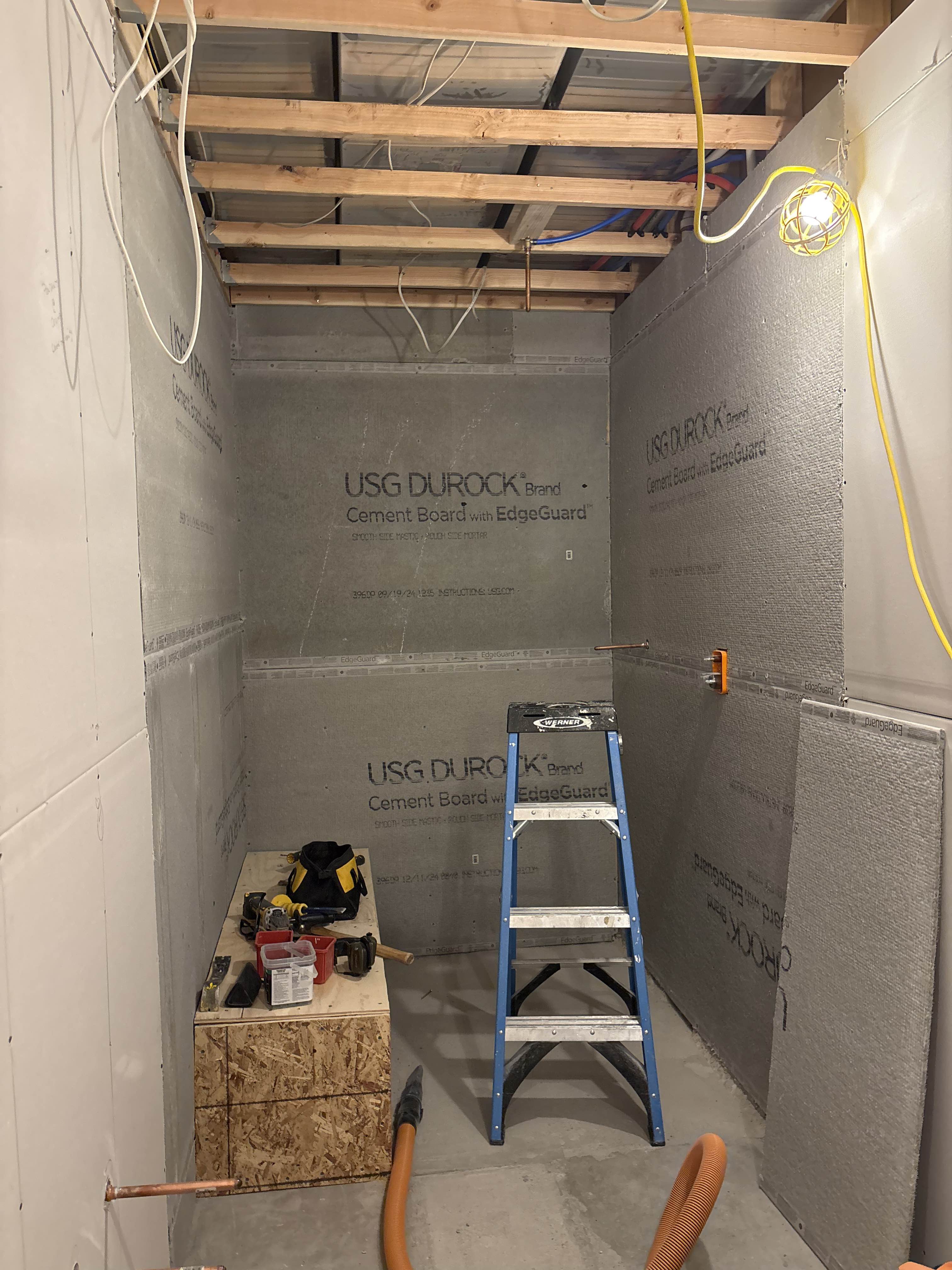 During - cement board installation